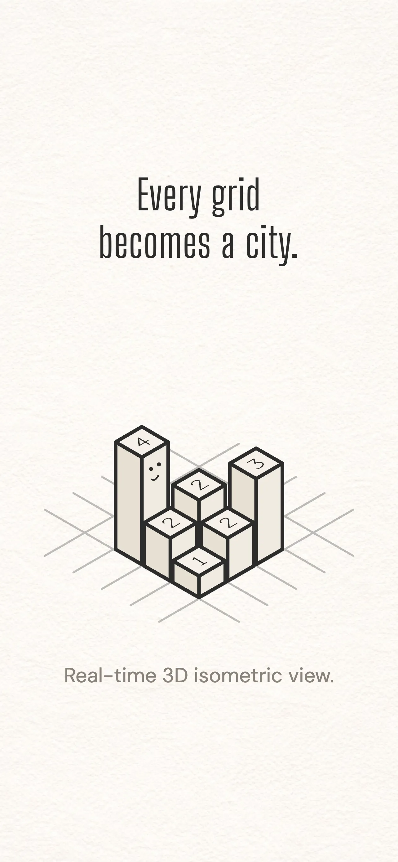 Urbis logo showing how a 2D puzzle grid becomes a 3D city seen from above